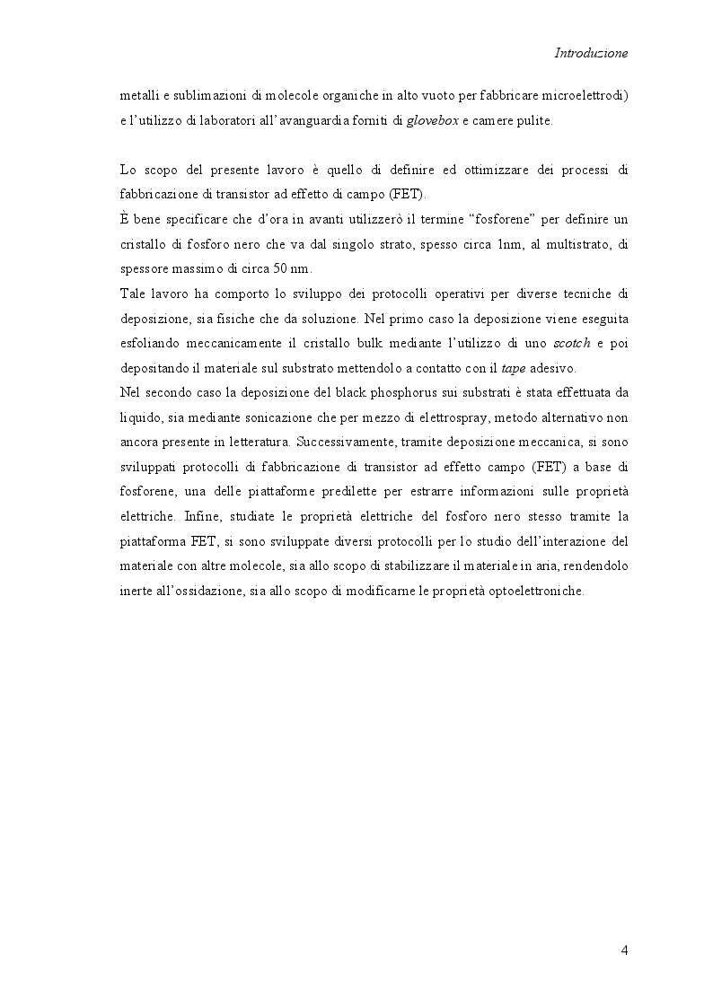 Anteprima della tesi: Processi chimici, fisici e di micro-elettronica per la fabbricazione di dispositivi nanostrutturati a base di fosforene, Pagina 5