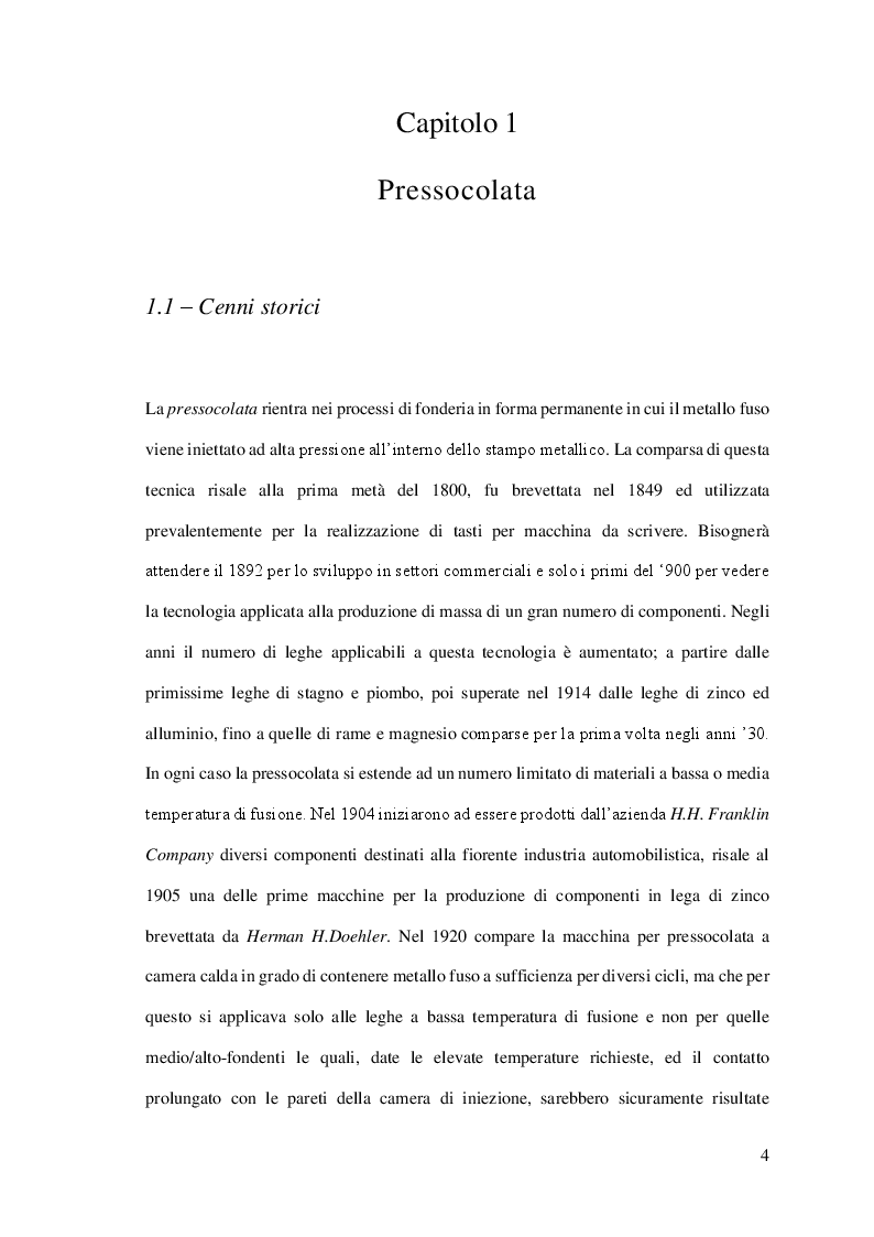 Anteprima della tesi: Studio di un inserto stampo soggetto a fatica termomeccanica e destinato al processo di pressofusione di un componente in lega leggera, Pagina 4