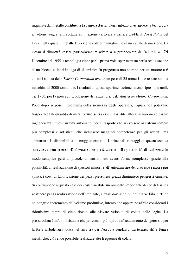 Anteprima della tesi: Studio di un inserto stampo soggetto a fatica termomeccanica e destinato al processo di pressofusione di un componente in lega leggera, Pagina 5