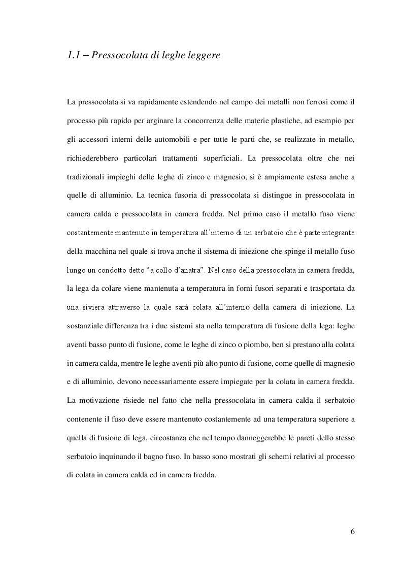 Anteprima della tesi: Studio di un inserto stampo soggetto a fatica termomeccanica e destinato al processo di pressofusione di un componente in lega leggera, Pagina 6