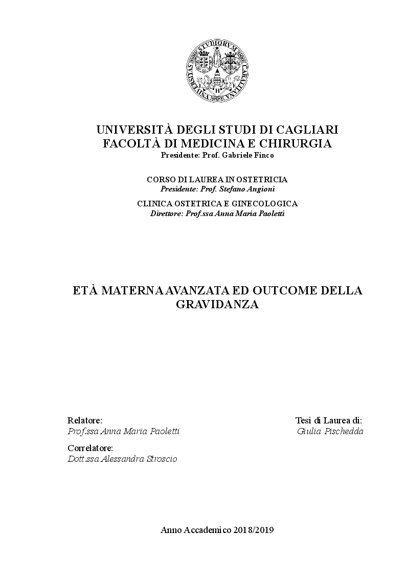 Anteprima della tesi: Età materna avanzata e outcome della gravidanza, Pagina 1