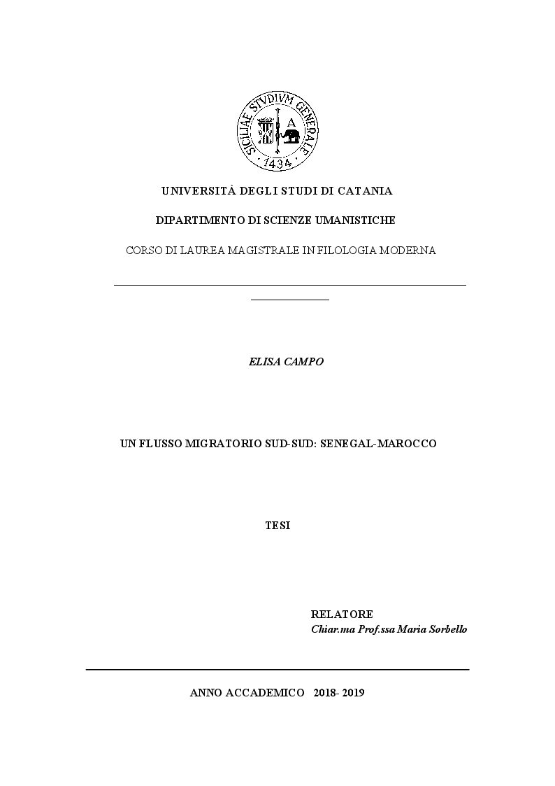 Anteprima della tesi: Un flusso migratorio Sud-Sud: Senegal-Marocco., Pagina 1