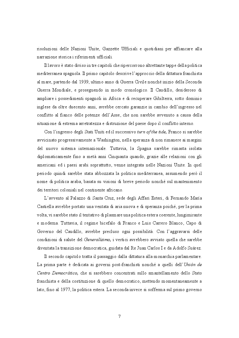 Anteprima della tesi: La Spagna ed il Mediterraneo: da politica nazionale a politica europea, Pagina 4