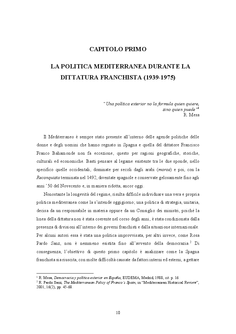 Anteprima della tesi: La Spagna ed il Mediterraneo: da politica nazionale a politica europea, Pagina 7
