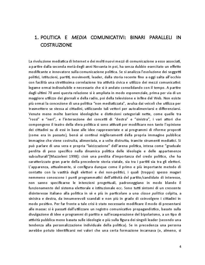 Anteprima della tesi: La politica mediata. Uno studio sulla comunicazione orientata al cittadino con l'utilizzo dei nuovi media, Pagina 4