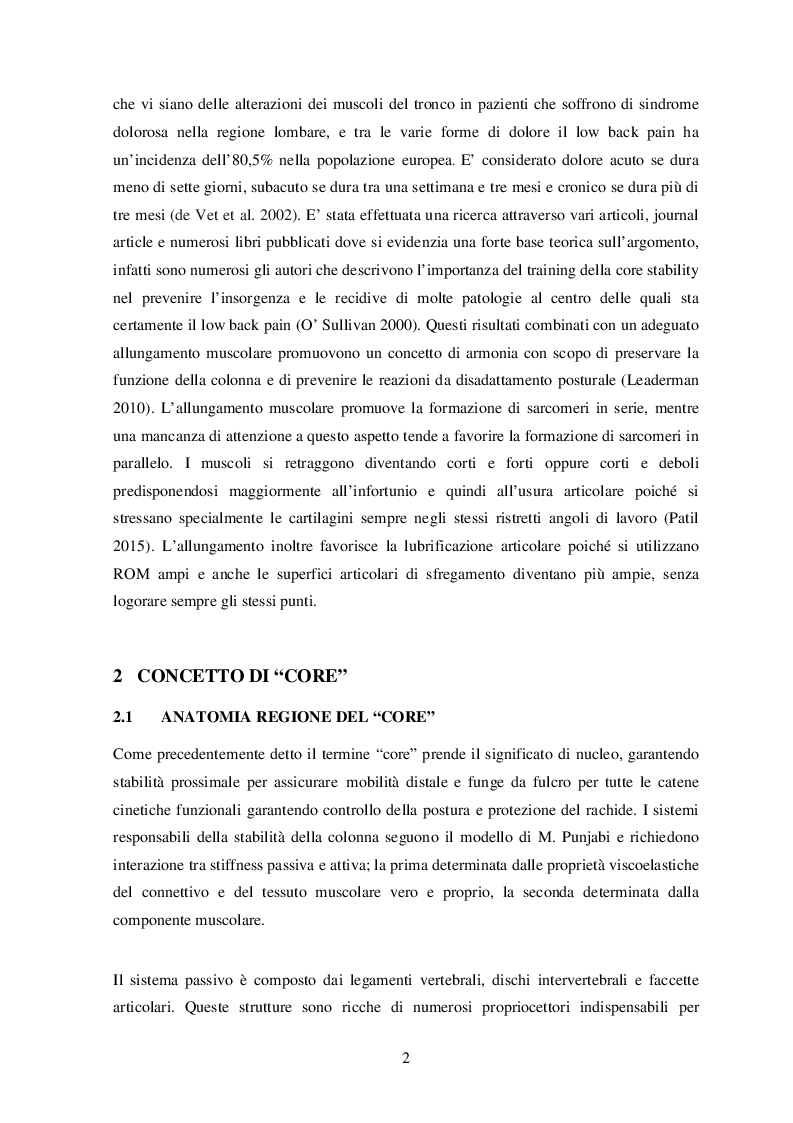 Anteprima della tesi: Core Stability prevenzione e cura per low back pain: confronto tra ''Core training'' & ''Back schools'', Pagina 3