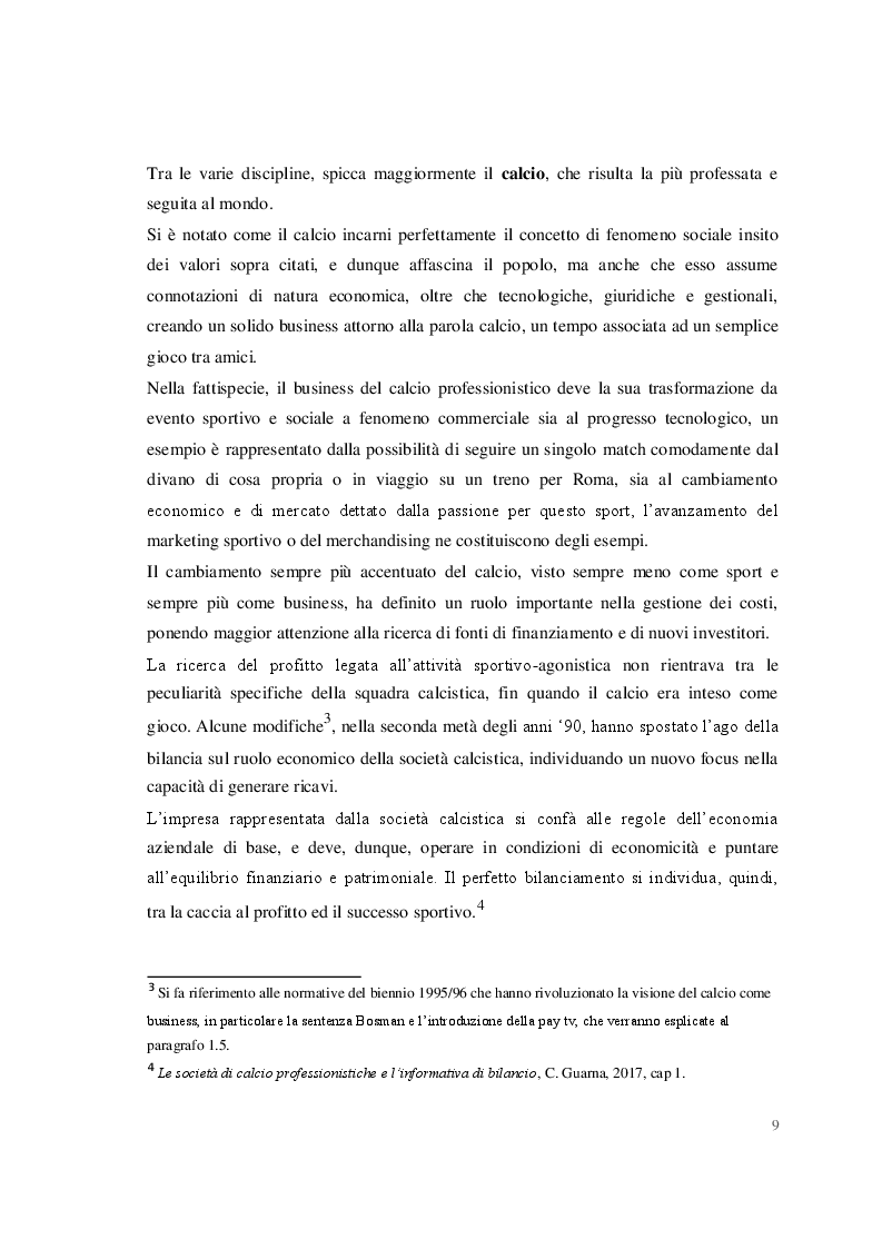 Anteprima della tesi: Il valore economico del calcio moderno: analisi di bilancio e scelte di investimento nel caso Juventus F. C., Pagina 6
