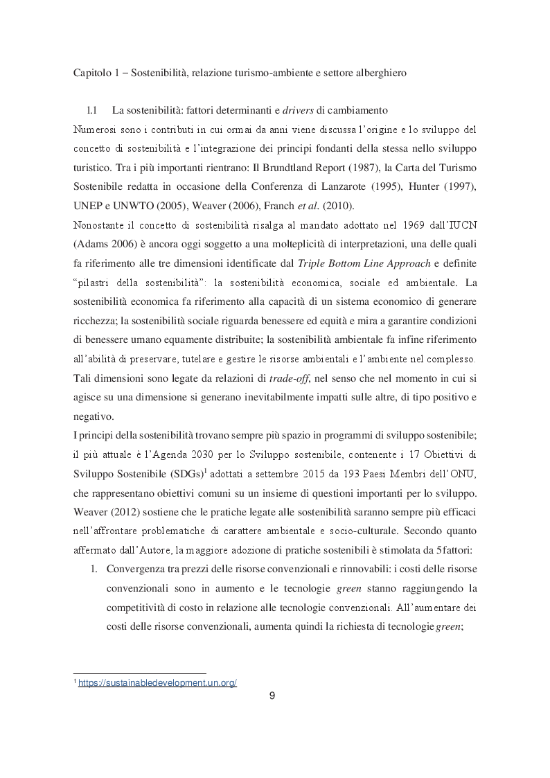 Anteprima della tesi: Decisions on the adoption of environmental practices in a tourism context: pilot test on the hotels in southern Sardinia, Pagina 5
