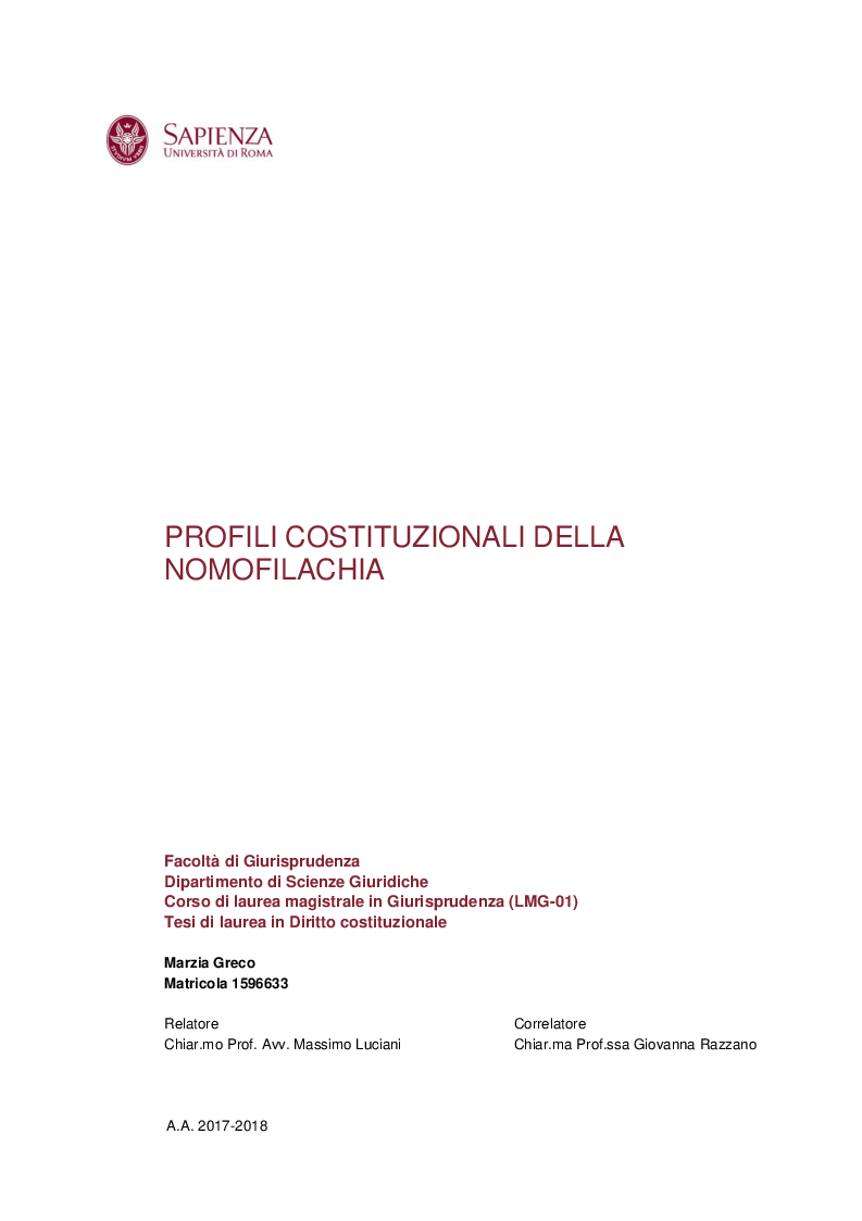 Anteprima della tesi: Profili costituzionali della nomofilachia, Pagina 1