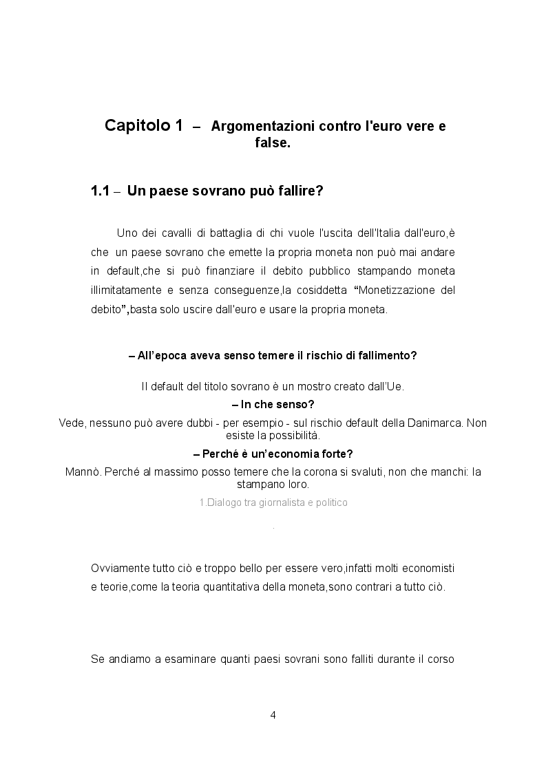 Anteprima della tesi: L'Euro e l'Italia: Vantaggi e rischi, Pagina 4