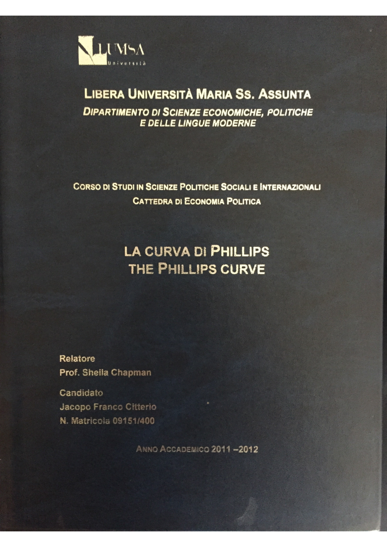 Anteprima della tesi: La curva di Philips, Pagina 1