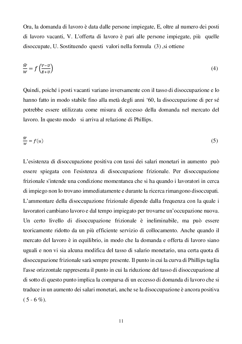 Anteprima della tesi: La curva di Philips, Pagina 4