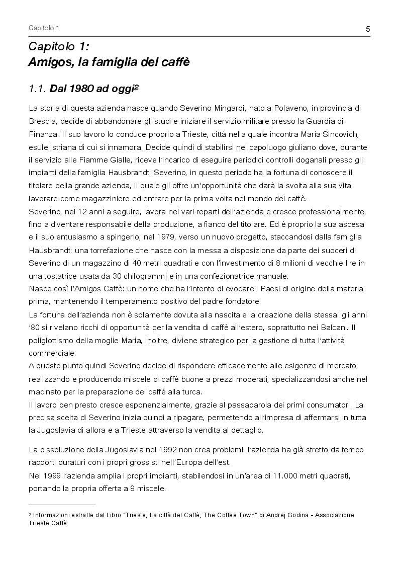 Anteprima della tesi: Il caso Amigos Caffè: analisi di mercato, strategie di marketing e futuri scenari, Pagina 4