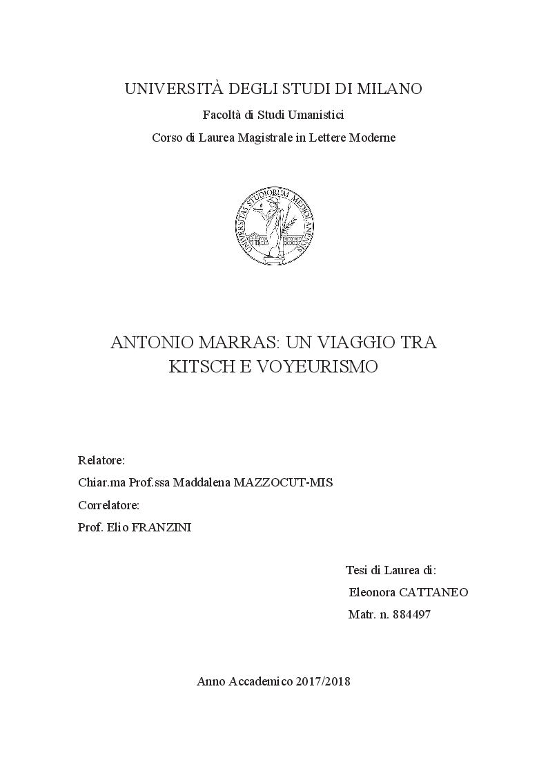 Anteprima della tesi: Antonio Marras: un viaggio tra Kitsch e Voyeurismo, Pagina 1