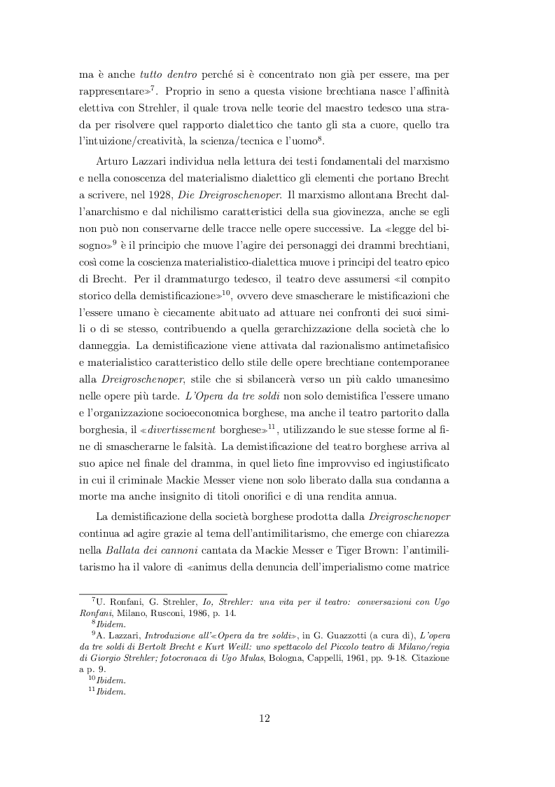 Anteprima della tesi: Giorgio Strehler e la prima italiana dell'Opera da tre soldi di Bertolt Brecht, Pagina 5