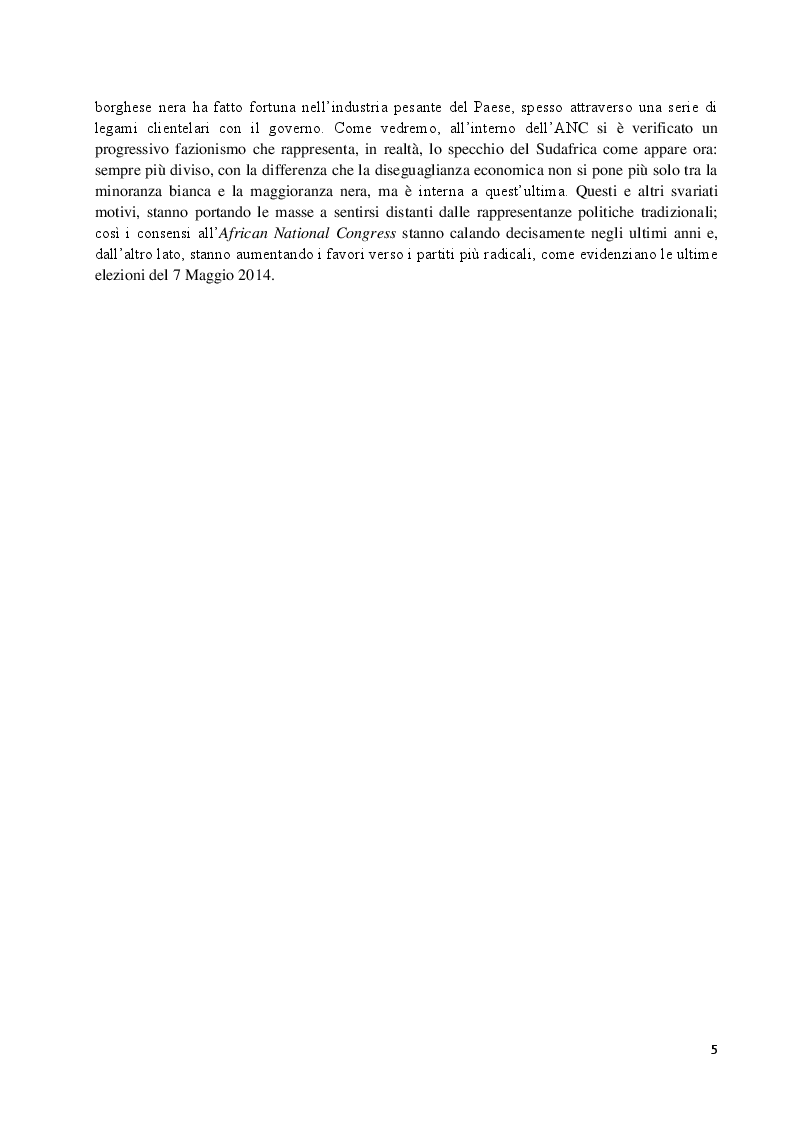Anteprima della tesi: Situazione sociopolitica dell’ultimo ventennio sudafricano, Pagina 3