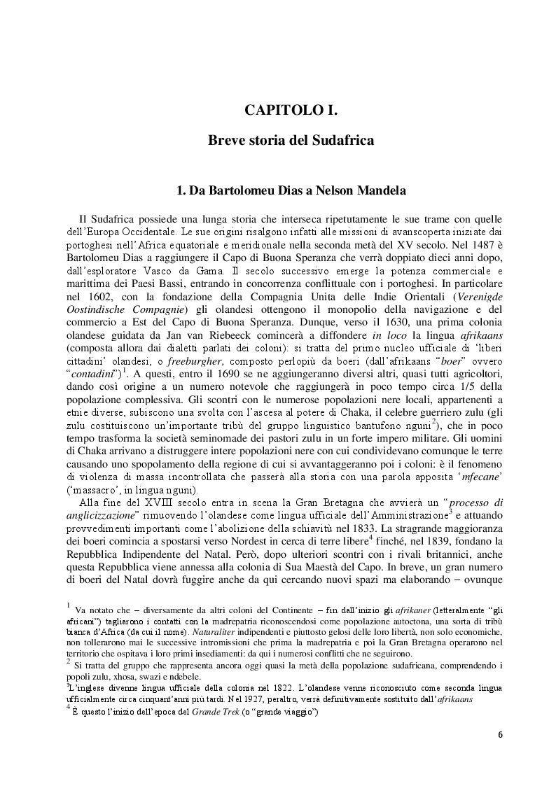 Anteprima della tesi: Situazione sociopolitica dell’ultimo ventennio sudafricano, Pagina 4