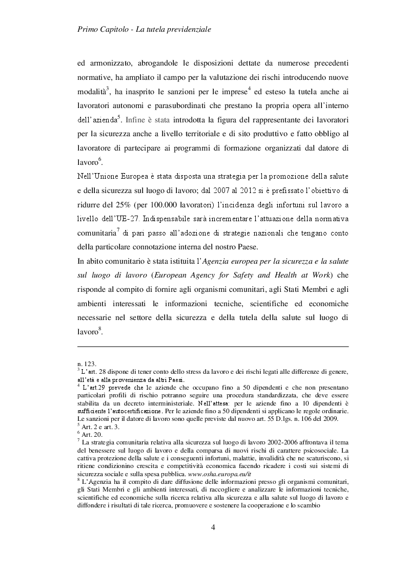 Anteprima della tesi: Tutela previdenziale e tutela civilistica per gli infortuni sul lavoro, Pagina 5