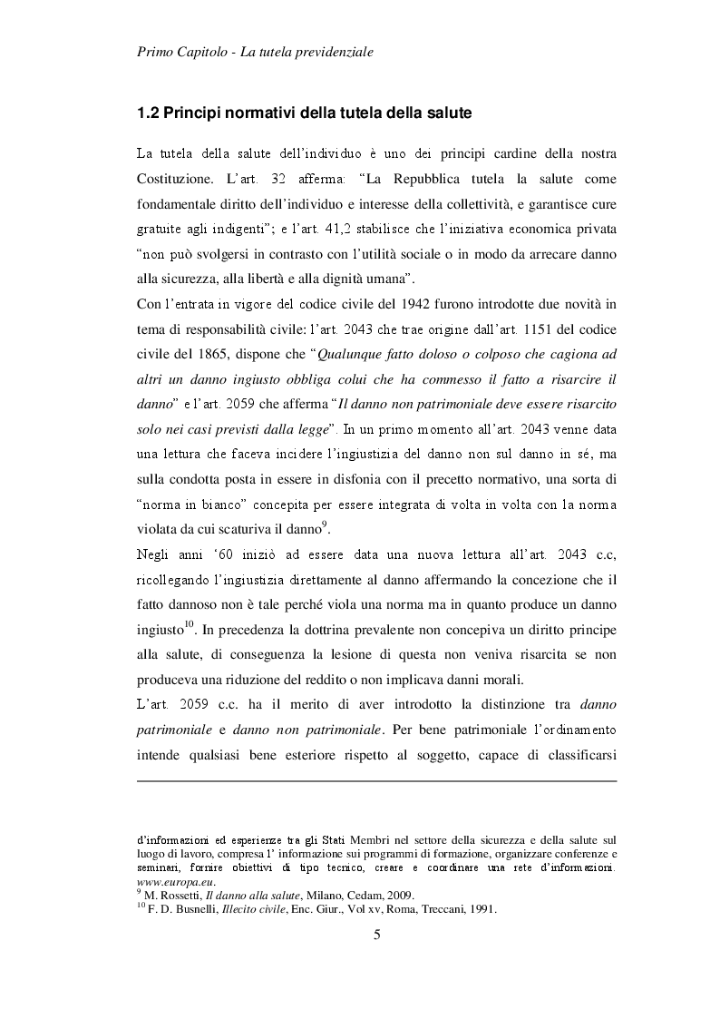 Anteprima della tesi: Tutela previdenziale e tutela civilistica per gli infortuni sul lavoro, Pagina 6