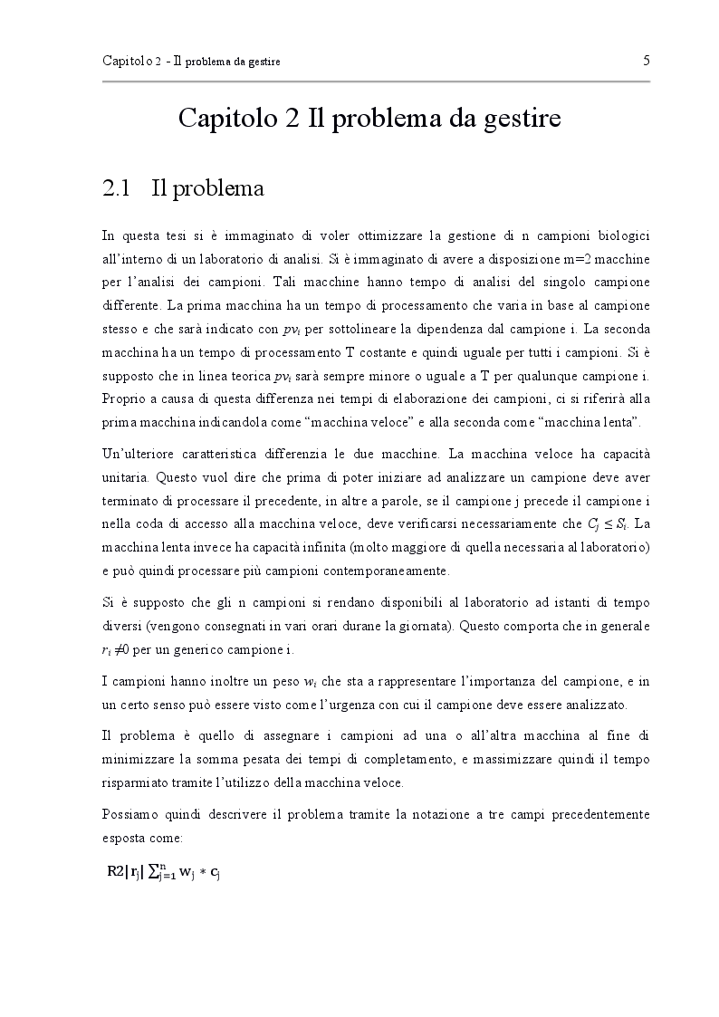 Anteprima della tesi: Problemi di scheduling di campioni biologici su macchine parallele, Pagina 5