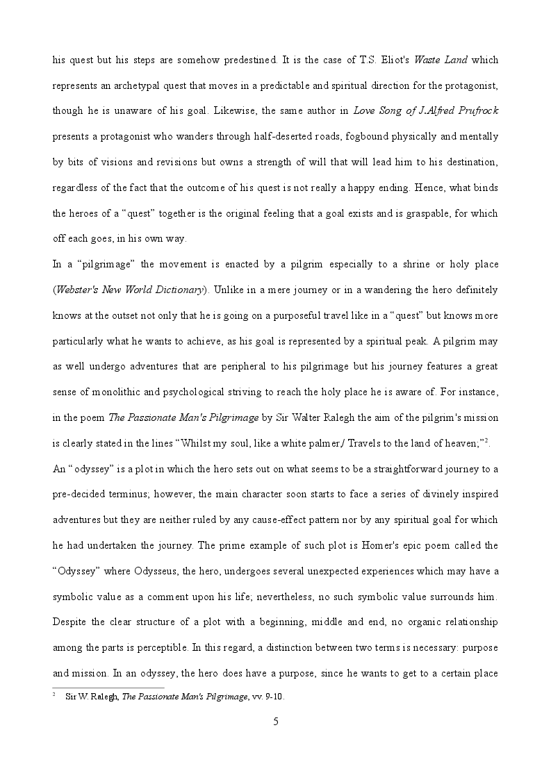 Anteprima della tesi: The Journey as a Metaphysical Quest leading to the Creation of a Multiple Identity, Pagina 6