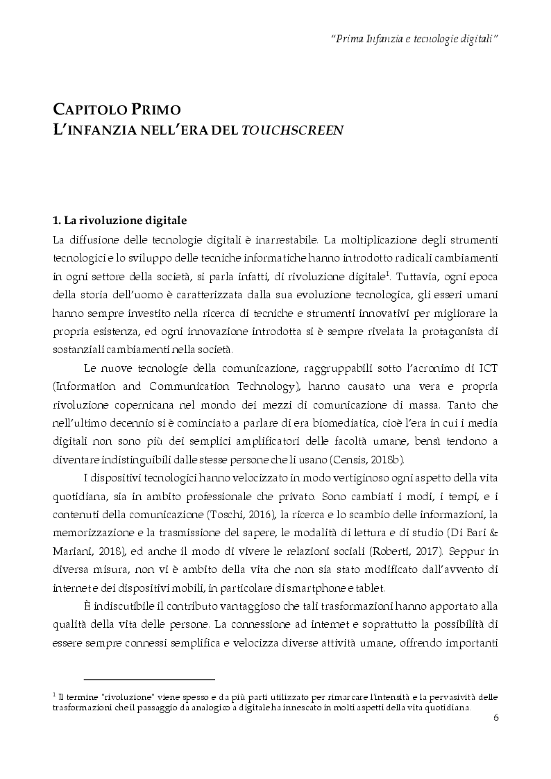 Anteprima della tesi: Prima infanzia e tecnologie digitali - Considerazioni sul ruolo dell'adulto nel rapporto tra bambini e tecnologie, Pagina 4