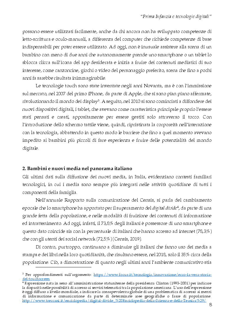 Anteprima della tesi: Prima infanzia e tecnologie digitali - Considerazioni sul ruolo dell'adulto nel rapporto tra bambini e tecnologie, Pagina 6