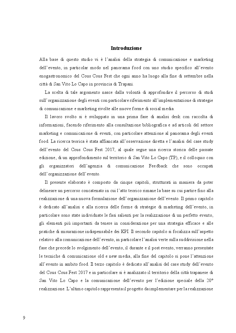 Anteprima della tesi: L'evento come forma di comunicazione, diffusione e valorizzazione della tradizione di un territorio. Case Study: «Cous Cous Fest 2017» e le nuove proposte di comunicazione, Pagina 3