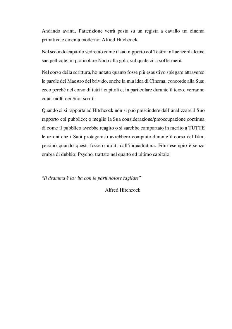 Anteprima della tesi: Cinema: teatro senza limiti - Analisi della fusione Cineteatrale nelle pellicole di Alfred Hitchcock, Pagina 3