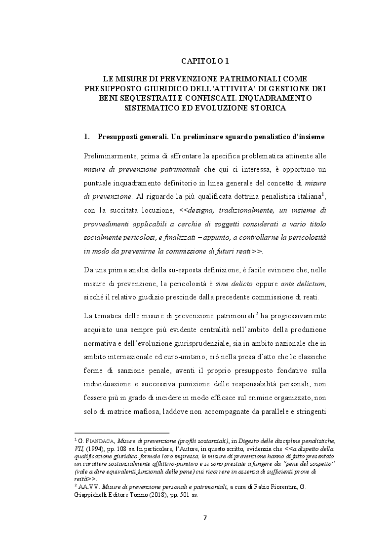 Anteprima della tesi: La gestione dei beni confiscati alla criminalità organizzata, Pagina 5