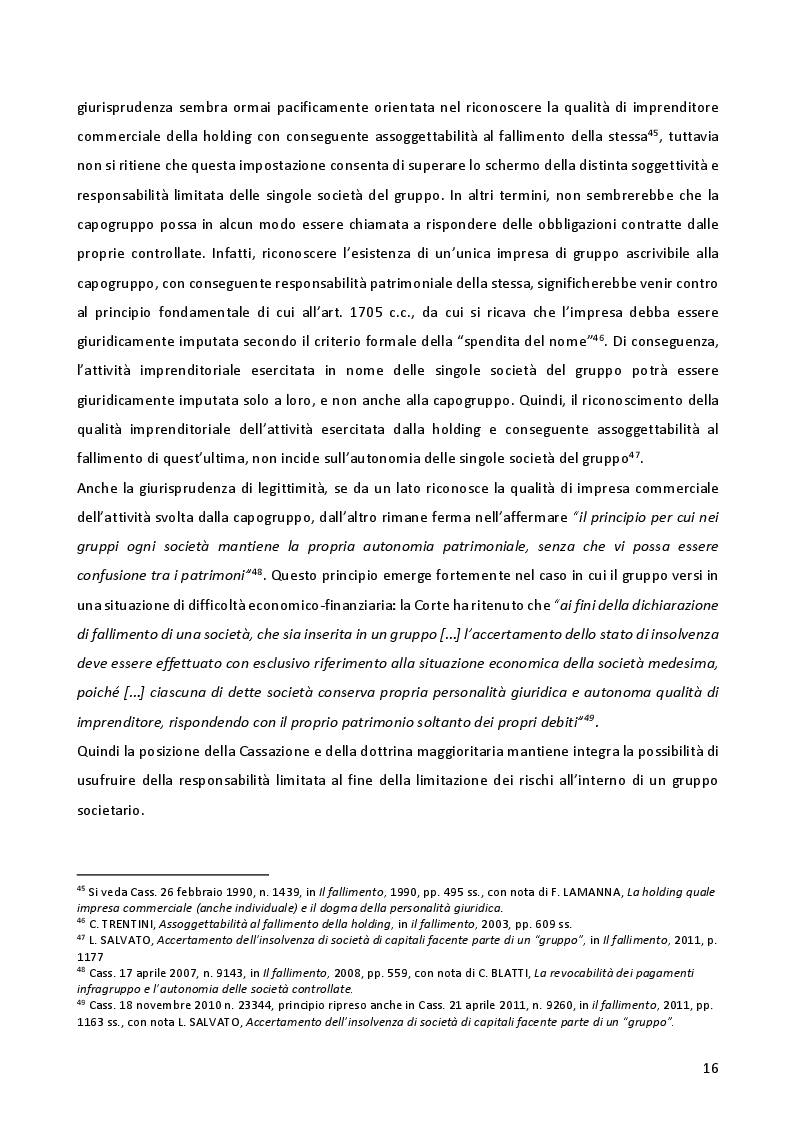 Estratto dalla tesi: Gruppi societari e crisi d'impresa: profili penali