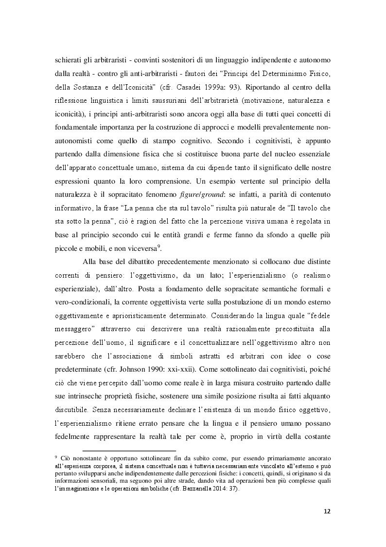 Anteprima della tesi: L'acqua e i liquidi nei sistemi metaforici: un'analisi in prospettiva cognitivista, Pagina 7