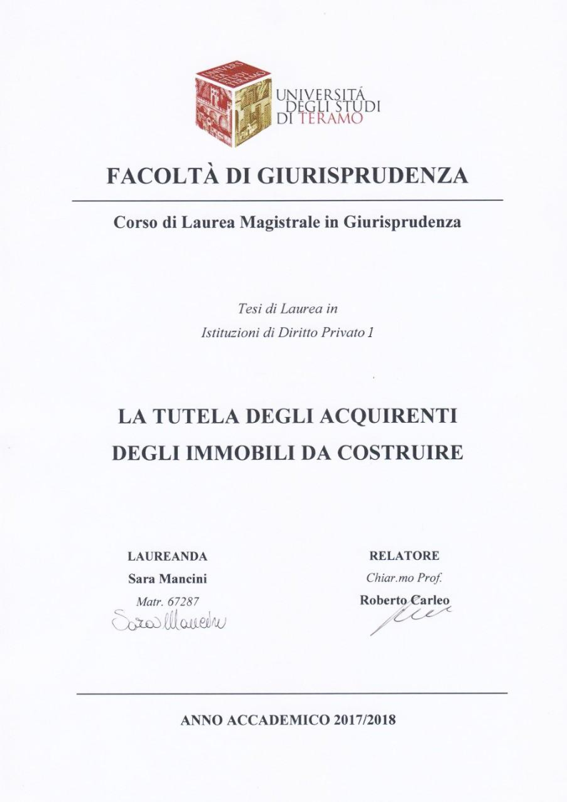 Anteprima della tesi: La tutela degli acquirenti degli immobili da costruire, Pagina 1