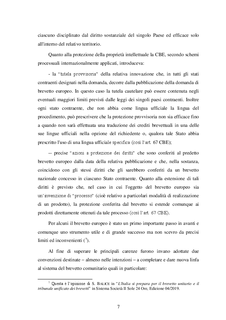 Anteprima della tesi: La tutela dei diritti di brevetto nell'Unione Europea, Pagina 6