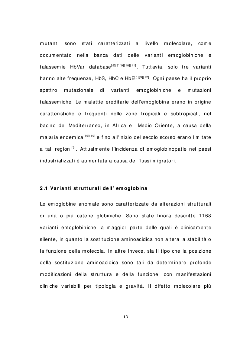 Anteprima della tesi: Caratterizzazione molecolare ed eterogenicità delle varianti emoglobiniche in Sardegna, Pagina 3