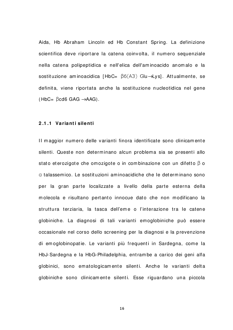 Anteprima della tesi: Caratterizzazione molecolare ed eterogenicità delle varianti emoglobiniche in Sardegna, Pagina 6
