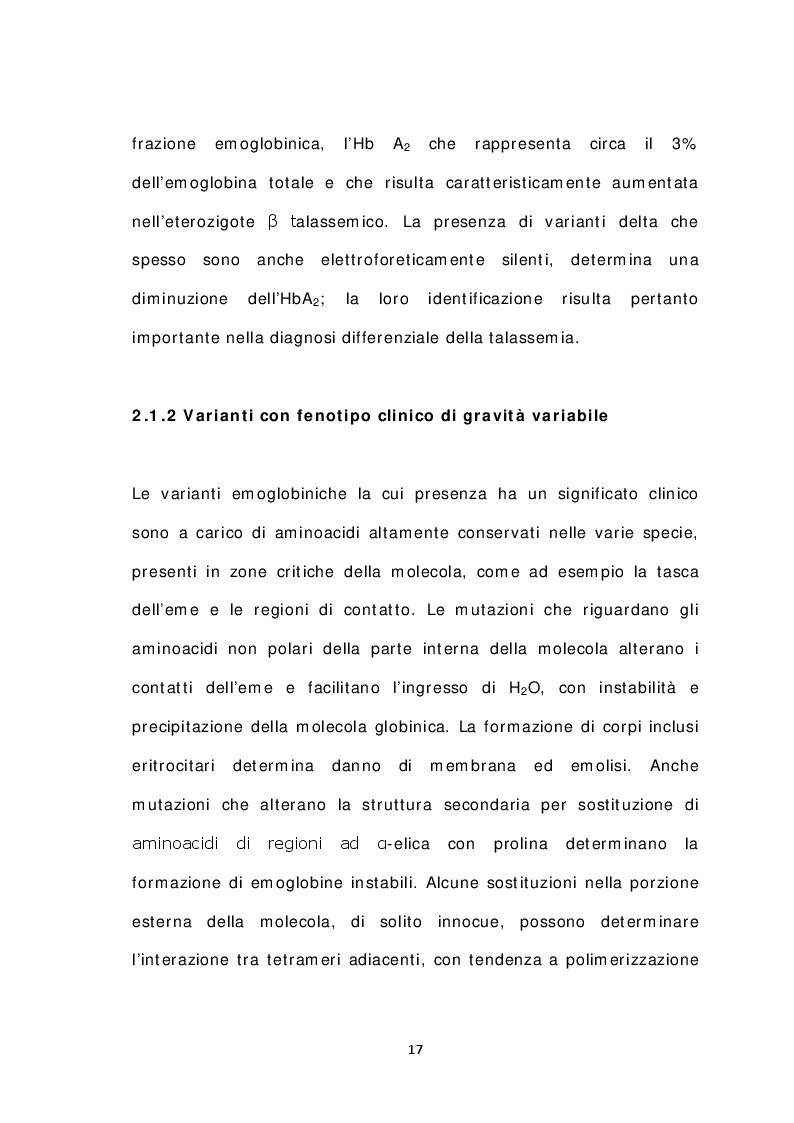 Anteprima della tesi: Caratterizzazione molecolare ed eterogenicità delle varianti emoglobiniche in Sardegna, Pagina 7