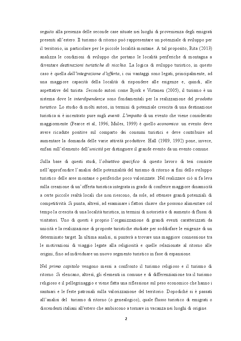 Anteprima della tesi: Nuove opportunità di sviluppo territoriale: il turismo di ritorno dei devoti di Sant'Alfio nella Sicilia orientale, Pagina 3