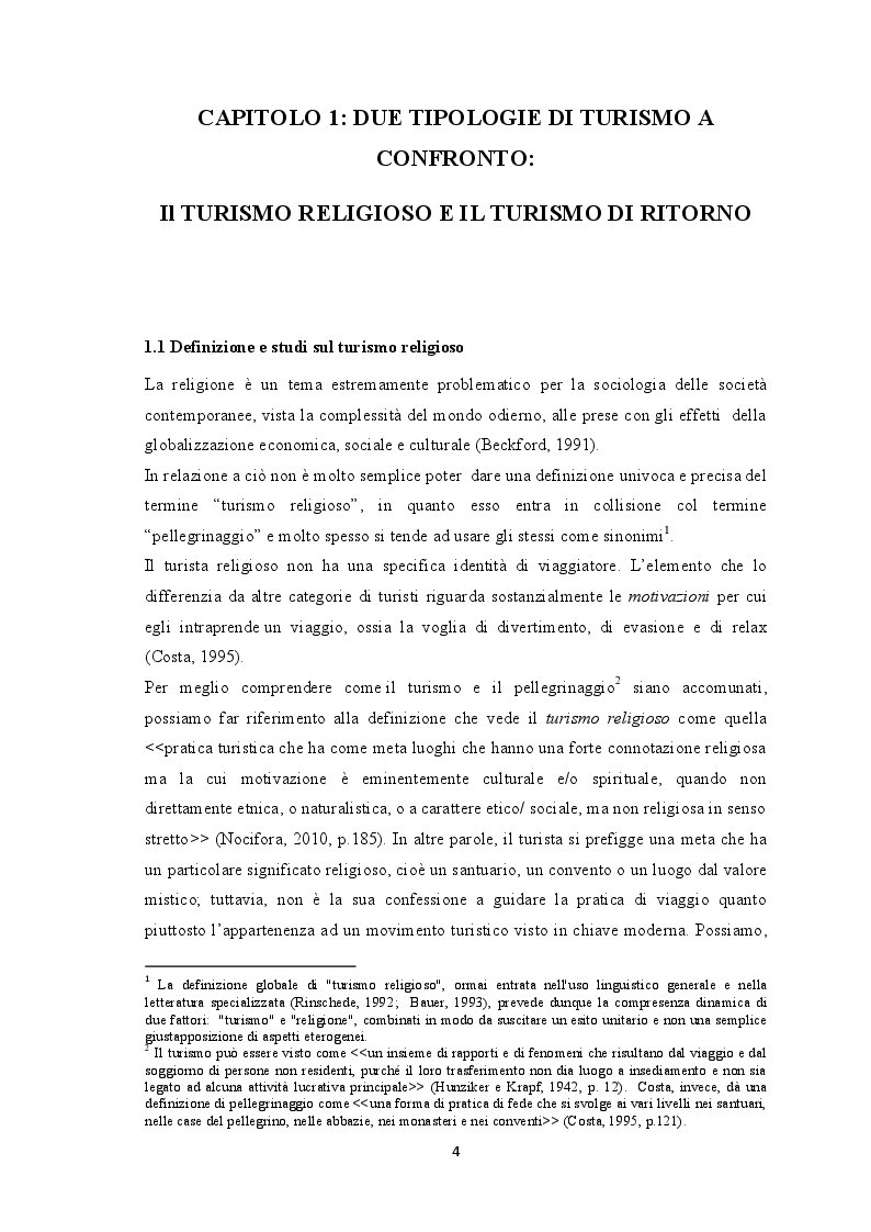 Anteprima della tesi: Nuove opportunità di sviluppo territoriale: il turismo di ritorno dei devoti di Sant'Alfio nella Sicilia orientale, Pagina 5