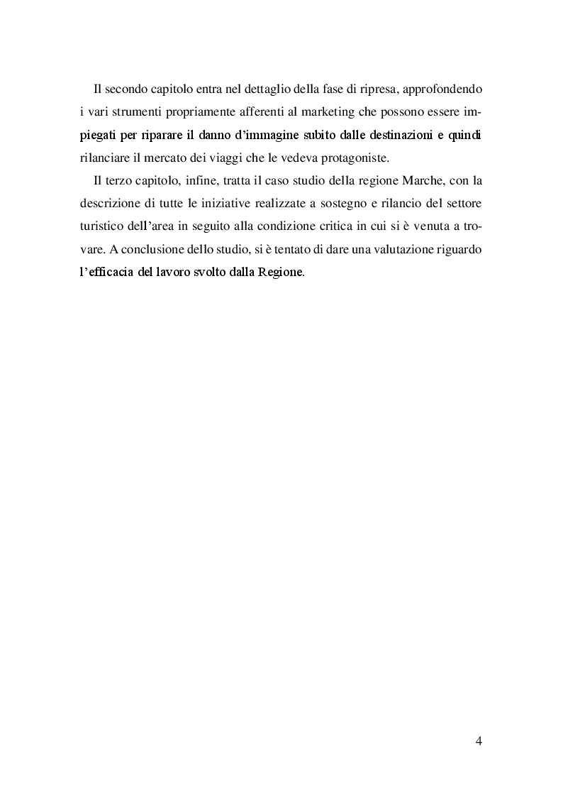 Anteprima della tesi: Strategie di rilancio delle destinazioni turistiche colpite da eventi calamitosi. Il caso del terremoto nelle Marche, Pagina 3