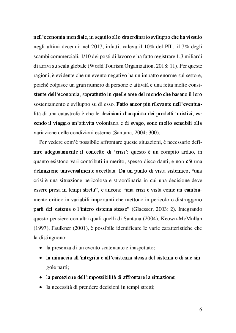Anteprima della tesi: Strategie di rilancio delle destinazioni turistiche colpite da eventi calamitosi. Il caso del terremoto nelle Marche, Pagina 5