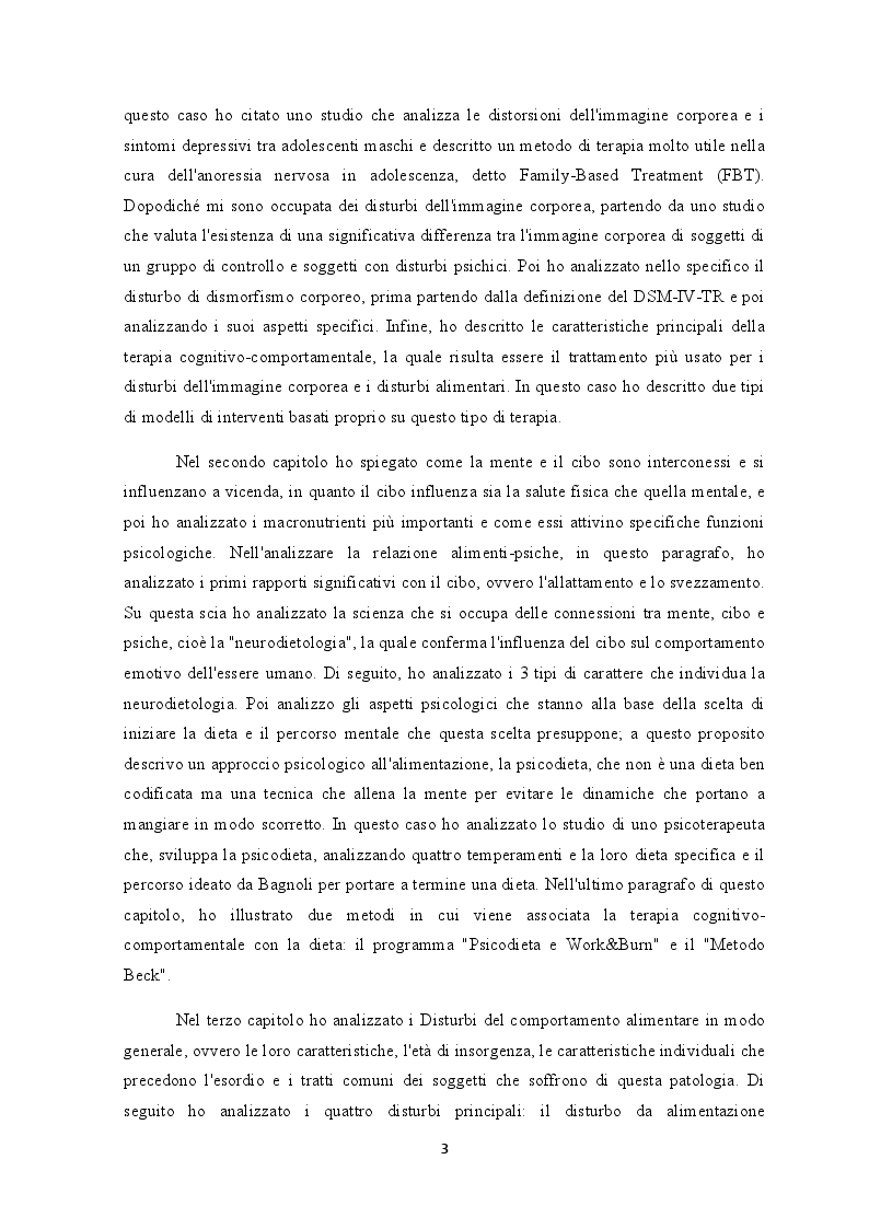 Anteprima della tesi: L'immagine corporea: cibo, psiche e i suoi disturbi, Pagina 3