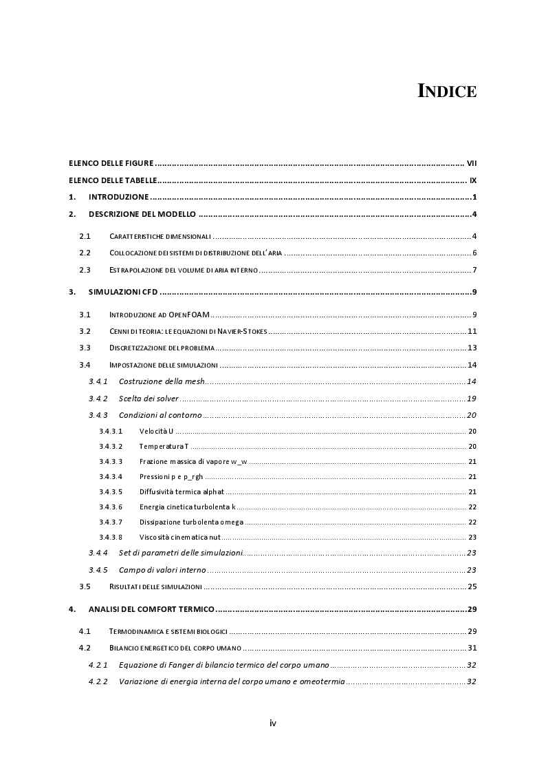 Indice della tesi: Studio del comfort termico e del consumo energetico in uno stadio di calcio climatizzato progettato per un clima caldo e umido, Pagina 1
