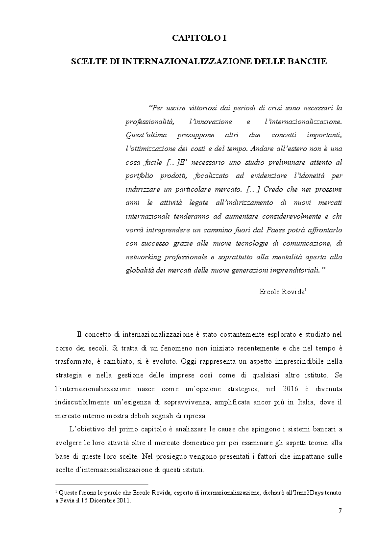 Anteprima della tesi: Il processo di internazionalizzazione degli istituti bancari, Pagina 5