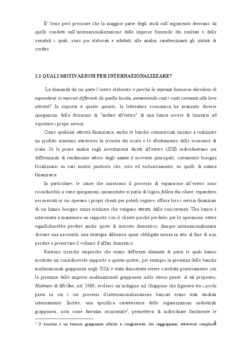 Anteprima della tesi: Il processo di internazionalizzazione degli istituti bancari, Pagina 6