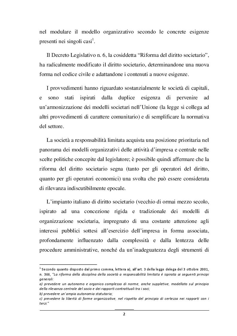 Anteprima della tesi: I Diritti Particolari del Socio nella Nuova S.R.L., Pagina 3