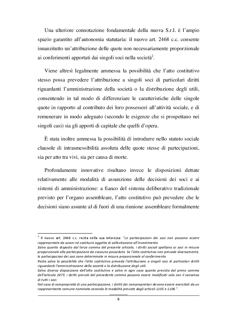 Anteprima della tesi: I Diritti Particolari del Socio nella Nuova S.R.L., Pagina 7