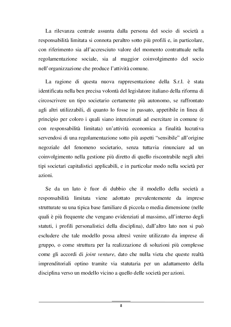 Anteprima della tesi: I Diritti Particolari del Socio nella Nuova S.R.L., Pagina 9