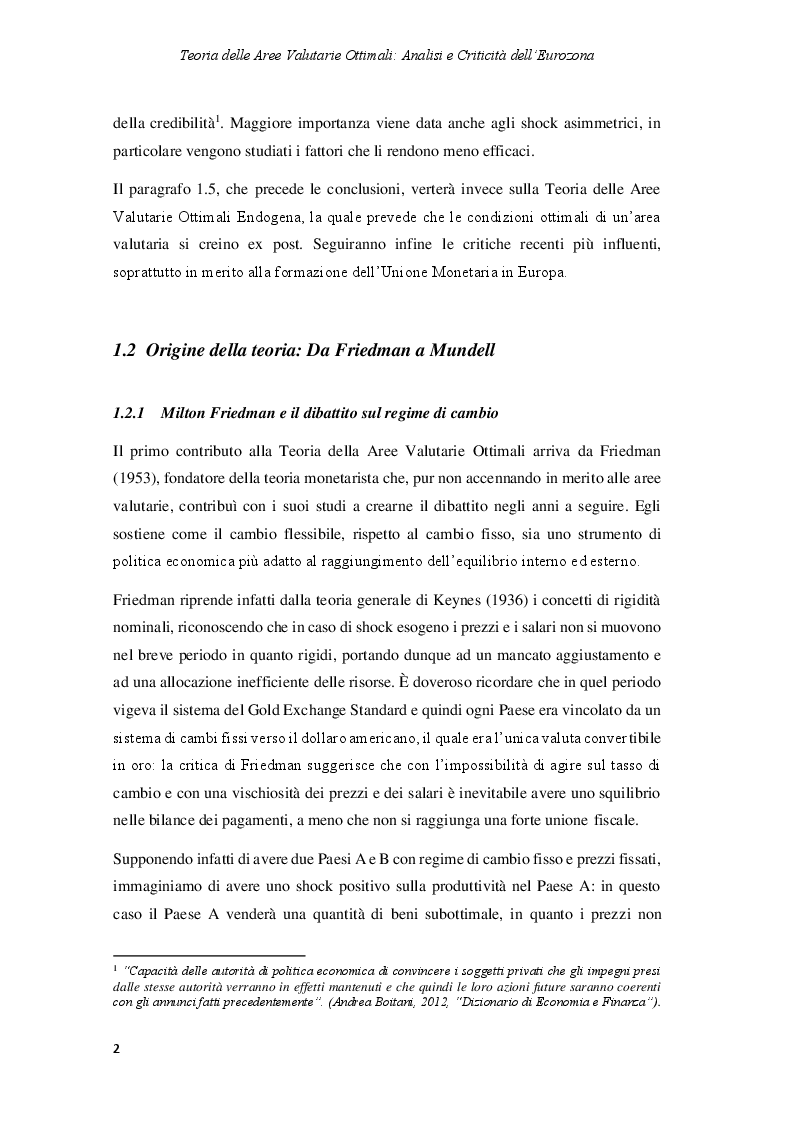 Anteprima della tesi: Teoria delle Aree Valutarie Ottimali: analisi e criticità dell'Eurozona, Pagina 3