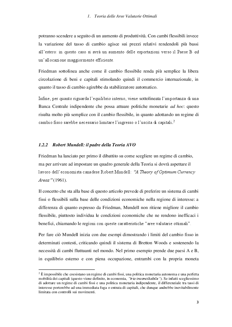 Anteprima della tesi: Teoria delle Aree Valutarie Ottimali: analisi e criticità dell'Eurozona, Pagina 4